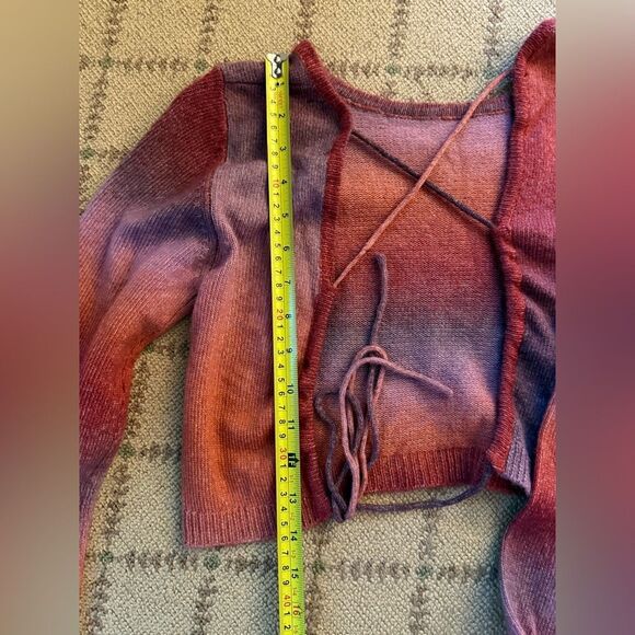 Bershka gradient pinks long sleeve crocheted open back cardigan sweater S - Picture 6 of 9